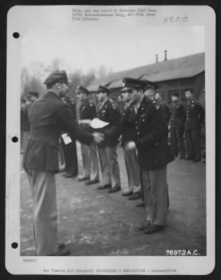 Thumbnail for Unidentified > A Members Of The 568Th Bomb Squadron, 390Th Bomb Group, Receives An Award During A Ceremony At An Air Base In England.  20 January 1944.