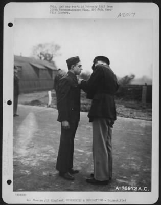 Thumbnail for Unidentified > A Members Of The 568Th Bomb Squadron, 390Th Bomb Group, Receives An Award During A Ceremony At An Air Base In England.  20 January 1944.