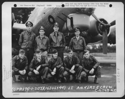 General > Lt. Ankers And Crew Of The 303Rd Bomb Group Beside A Boeing B-17 "The 8 Ball".  England.  16 July 1944.