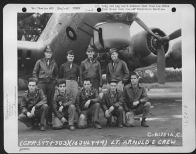 Thumbnail for General > Lt. W.J. Arnold And Crew Of The 303Rd Bomb Group Beside A Boeing B-17 "Flying Fortress" "The 8 Ball", England.  16 July 1944.