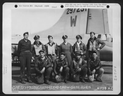 Thumbnail for General > Lead Crew On Bombing Mission To Gilze-Rijen, Holland, Beside A Boeing B-17, Flying Fortress.  303Rd Bomb Group.   England, 5 July 1944.