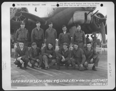 Thumbnail for General > Lead Crew On Bombing Mission To Sottevast, France, Beside A Boeing B-17 "Flying Fortress" 303Rd Bomb Group.  England 20 April 1944.