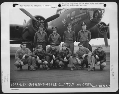 General > Lt. Clifton And Crew Of The 360Th Bomb Squadron, 303Rd Bomb Group, Beside The Boeing B-17 "Flying Fortress" 'Yardbird Ii'. England, 20 July 1943.