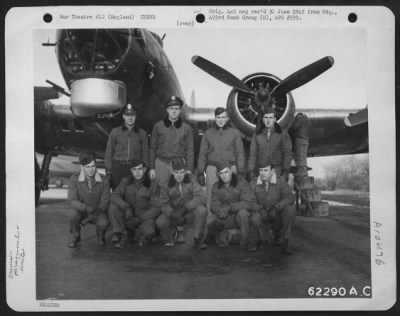 Thumbnail for General > Lt. Wartz And Crew Of The 493Rd Bomb Group, 8Th Air Force, In Front Of A Boeing B-17 Flying Fortress.  1 Jan. 1945, England.