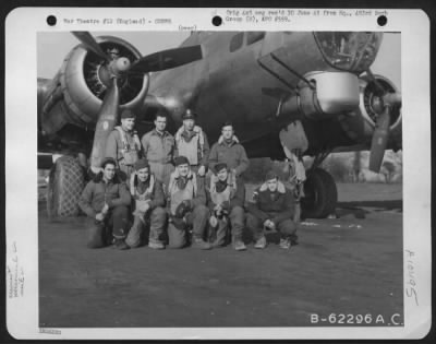 General > Lt. E. Mitguard And Crew Of The 493Rd Bomb Group, 8Th Air Force In Front Of A Boeing B-17 "Flying Fortress".  England, 16 February 1945.