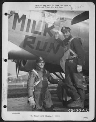 General > Lts. Blahain And Skeen Of The 493Rd Bomb Group, Beside The Boeing B-17 "Flying Fortress" 'Milk Run'.  England, 1 January 1945.