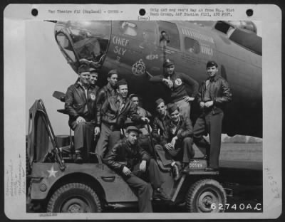 General > Lt. B.D. Barton And Crew Of The 322Nd Bomb Sq., 91St Bomb Group, 8Th Air Force, Pose In Front Of A Boeing B-17 "Flying Fortress" 'Chief Sly Ii'.  10 June 1943, England.