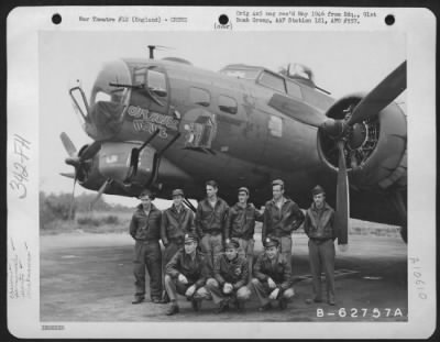 General > Lt. D.L. Luthon And Crew Of The 323Rd Bomb Sq., 91St Bomb Group, 8Th Air Force, In Front Of A Boeing B-17 "Flying Fortress" "Out House Mouse".   England.