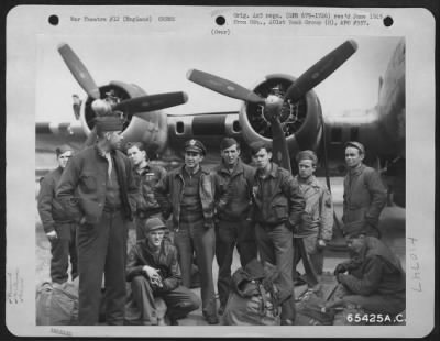 General > Lt. J.E. Lepke And Crew Of The 401St Bomb Group, In Front Of A Boeing B-17 "Flying Fortress" At An 8Th Air Force Base In England, 24 May 1944.
