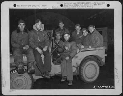General > Lt. Hubbell And Crew Of The 614Th Bomb Squadron, 401St Bomb Group, In Jeep At An 8Th Air Force Base In England, 13 December 1944.