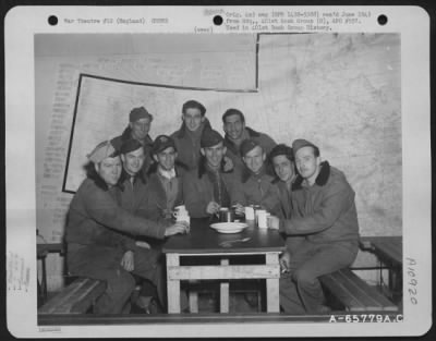 General > Lt. Albans And Crew Of The 614Th Bomb Squadron, 401St Bomb Group, Having Refreshments At An 8Th Air Force Base In England, 5 March 1945.