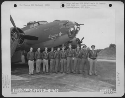 General > Lt. Armstead And Crew Of The 381St Bomb Group In Front Of The Boeing B-17 "Flying Fortress" "Lucifer, Jr." At 8Th Air Force Station 167, Ridgewell, Essex County, England, 3 August 1943.