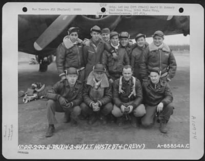 Thumbnail for General > Lt. Hustedt And Crew Of The 381St Bomb Group In Front Of A Boeing B-17 "Flying Fortress" At 8Th Air Force Station 167, Ridgewell, Essex County, England.  14 February 1944.