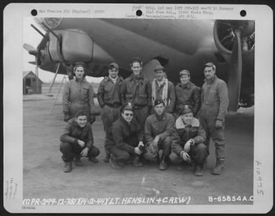 General > Lt. Henslin And Crew Of The 381St Bomb Group In Front Of A Boeing B-17 "Flying Fortress" At 8Th Air Force Station 167, Ridgewell, Essex County, England.  14 February 1944.