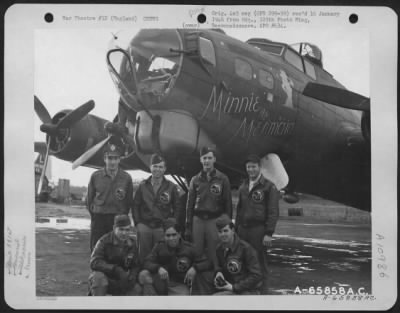 General > Lt. Masterson And Crew Of The 381St Bomb Group In Front Of The Boeing B-17 "Flying Fortress" 'Minnie The Mermaid' At 8Th Air Force Station 167, England. 25 October 1944.