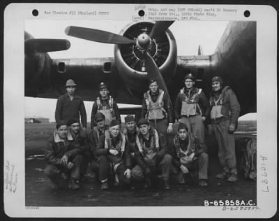 Thumbnail for General > Lt. Miller And Crew Of The 381St Bomb Group In Front Of A Boeing B-17 "Flying Fortress" At 8Th Air Force Station 167, England. 6 November 1944.