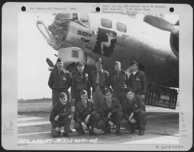 Thumbnail for General > Lt. Macgregor And Crew Of The Boeing B-17 "Flying Fortress" "Sleepy Time Gal" Beside Their Plane At 8Th Air Force Station 167, England.  381St Bomb Group, 23 September 1944.