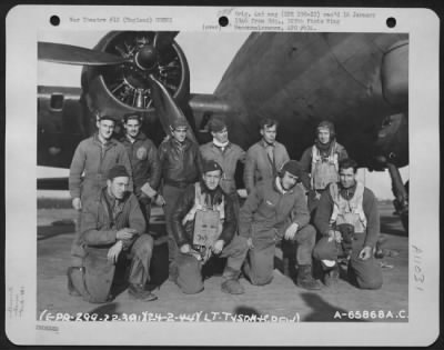 General > Lt. Tyson And Crew Of The 381St Bomb Group In Front Of A Boeing B-17 "Flying Fortress" At 8Th Air Force Station 167, England. 24 February 1944.