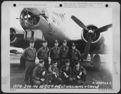 General > Lt. Williams And Crew Of The 381St Bomb Group In Front Of The Boeing B-17 'The Tomahawk Warrior' At 8Th Air Force Station 167, England. 18 September, 1944.