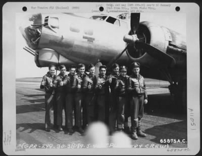 General > Lt. Plummer And Crew Of The 381St Bomb Group In Front Of A Boeing B-17 "Flying Fortress" At 8Th Air Force Station 167, England.  9 May 1944.