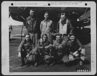 General > Lt. Chatteler And Crew Of The 575Th Bomb Squadron, Beside Martin B-26 Marauder.  391St Bomb Group, England, 10 August 1944.  [Center Rear, Eugene D. Mcgee; Right Front, T/Sgt John P. Parmer, Crew Chief.]