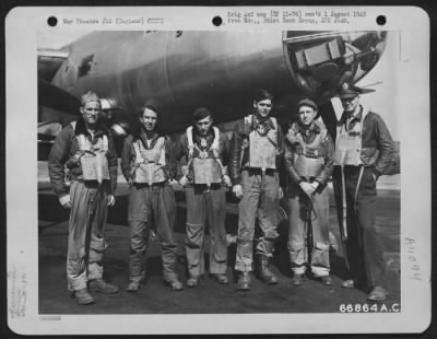 General > Lt. Daffern And Crew Of The 573Rd Bomb Squadron, Pose Beside A Martin B-26 Marauder.  391St Bomb Group, England, 21 August 1944.