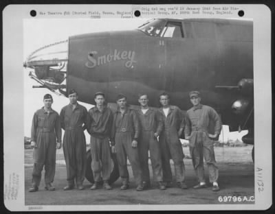 General > Combat And Ground Crews Of The Martin B-26 'Smokey' Of The 554Th Bomb Squadron, 386Th Bomb Group Pose By The Plane At Their Base In Boxted Field, Essex, England, On 25 August 1943.