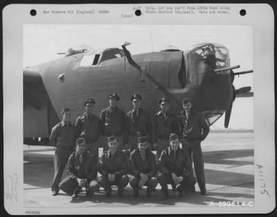 Thumbnail for General > Lt. Nunnelley And Crew Of The 490Th Bomb Group Pose Beside Their Consolidated B-24 At An 8Th Air Force Base In England.  18 March 1944.