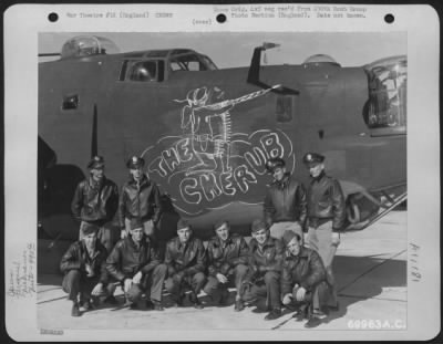 Thumbnail for General > Lt. Monague And Crew Of The 490Th Bomb Group Pose Beside Their Consolidated B-24 'The Cherub' At An 8Th Air Force Base In England.  20 March 1944.