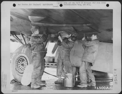 Thumbnail for General > Ground Crew Work On Boeing B-17 "Flying Fortress" Of The 525Th Bomb Squadron, 379Th Bomb Group At An 8Th Air Force Base In England.  27 February 1944.