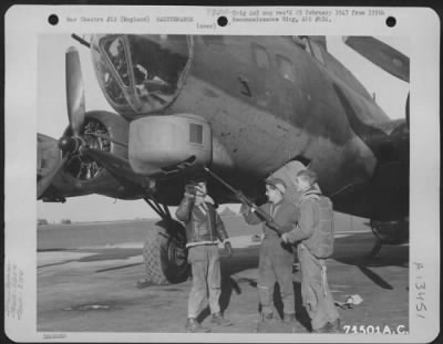 Thumbnail for General > Ground Crew Work On Boeing B-17 "Flying Fortress" Of The 525Th Bomb Squadron, 379Th Bomb Group At An 8Th Air Force Base In England.  2 March 1944.