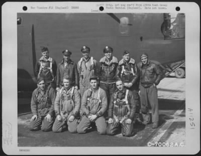 Thumbnail for General > Lt. Mcmullen And Crew Of The 490Th Bomb Group Pose Beside Their Consolidated B-24 At An 8Th Air Force Base In England.  22 March 1944.