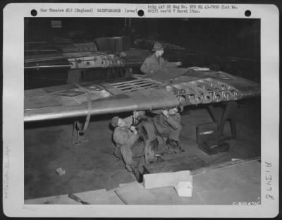 Thumbnail for General > At The Warrington Burtonwood Air Depot In England, Where Flak-Torn Planes Are Repaired And Modified For Future Missions, These Men Put A New Skin On A B-17 Horizontal Stabilizer Before It Is Reassembled On The Plane.  30 October 1943.