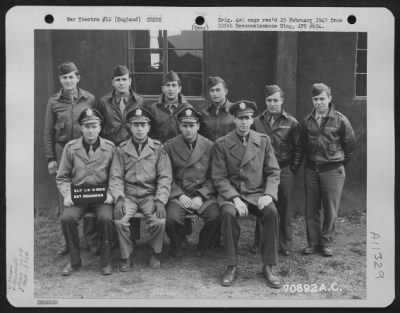 Thumbnail for General > Lt. L.D. Dirks And Crew Of The 527Th Bomb Squadron, 379Th Bomb Group Pose For The Photographer At An 8Th Air Force Base In England On 31 March 1944.