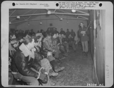 General > Briefing of Boeing B-17 Flying ofrtress Combat Crew Members of 8th Air force.
