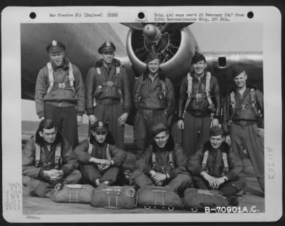 General > Lt. Henderson And Crew Of The 527Th Bomb Squadron, 379Th Bomb Group Pose Beside A Boeing B-17 "Flying Fortress" At An 8Th Air Force Base In England On 20 April 1945.