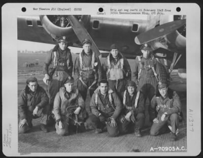 General > Lt. White And Crew Of The 379Th Bomb Group Pose Beside A Boeing B-17 "Flying Fortress" At An 8Th Air Force Base In England On 15 March 1945.