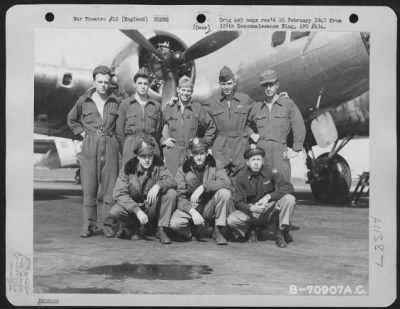 General > Lt. Heritage And Crew Of The 527Th Bomb Squadron, 379Th Bomb Group Pose In Front Of A Boeing B-17 "Flying Fortress" At An 8Th Air Force Base In England On 19 April 1945.