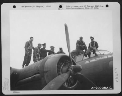 Thumbnail for General > A Crew Of The 525Th Bomb Squadron, 379Th Bomb Group Pose In Front Of A Boeing B-17 "Flying Fortress" At An 8Th Air Force Base In England On 14 March 1945.