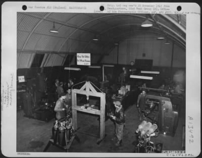 Miscellaneous > Maintenance Men Of The 92Nd Bomb Group At Work In An Aircraft Supply Warehouse.  England, 29 November 1943.