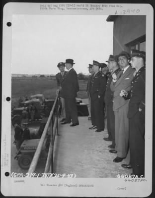 Thumbnail for General > Donald Nelson With Members Of The 381St Bomb Group On Catwalk Of The Control Tower During His Visit At 8Th Air Force Station 167, England, 25 September 1943.