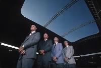 Tom Landry, GM Tex Schramm, vice president of player personnel Gil Brandt and owner Clint Murchison at Texas Stadium in 1982..jpg