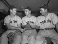 Mickey Harris (center) with Ted Williams and Rudy York.jpg