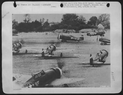 Republic > ENGLAND-No time is lost taxiing by the Republic P-47 Thunderbolt. This picture shows eight places all in motion.