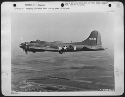 Boeing > Boeing B-17 "Flying ofrtress" over landing base in England.