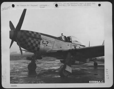 North American > North American P-51 "Run?" Of The 353Rd Fighter Group, Prior To Take Off With Para Bombs Loaded Under The Wings.  England, 14 November 1944.