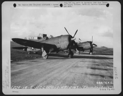 Republic > Two Republic P-47'S On The Line At 11Th Combat Crew Replacement Center, Aaf Station 112, England.  February 1943.