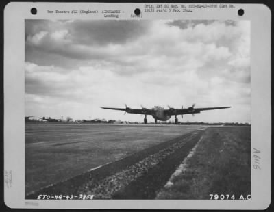 Consolidated > A Consolidated B-24 "Liberator" Comes In For A Landing At An 8Th Air Force Base In England.  1943. 93Rd Bomb Group.