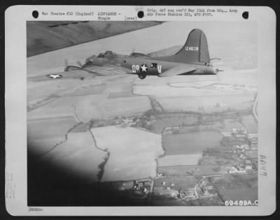 Thumbnail for Boeing > A Boeing B-17 "Flying Fortress" (A/C No. 124639), Of The 91St Bomb Group Drones Over The English Countryside On A Practice Mission.  14 June 1943.