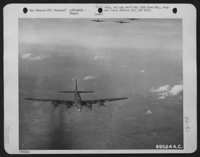 Thumbnail for Boeing > The Boeing B-17 "Flying Fortress" "Sad Sack" (A/C No. 124504), Of The 91St Bomb Group Wings Its Way High Above The English Countryside On A Practice Mission On 28 Jan. 1944.